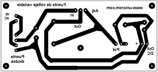 Circuito impreso de fuente de voltaje con regulador variable LM317T - Electrónica Unicrom