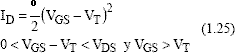 Formula del transistor NMOS en región de saturación - Electrónica Unicrom