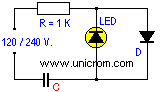 Diodo LED conectado a 120 / 240 voltios c.a. - Electrónica Unicrom