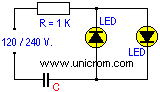 Diodos LED conectados a 120 / 240 voltios c.a. Electrónica Unicrom
