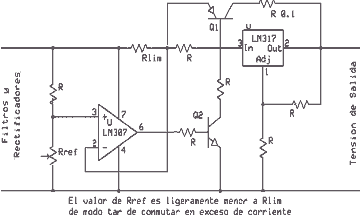 Limitador de corriente con transistor PNP, variante con comparador - Electrónica Unicrom