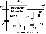 Regulador de salida variable con LM117, LM217, LM317 con diodos de protección - Electrónica Unicrom