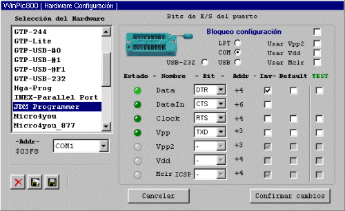 Configuración de hardware para trabajar con el WinPic800 - Electrónica Unicrom