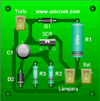 Visualización del circuito: Luz de emergencia con batería recargable - Electrónica Unicrom