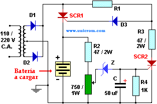 Cargador de bater�a con desconexi�n autom�tica  -  Electr�nica Unicrom