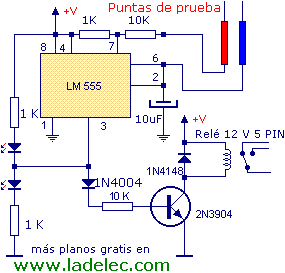 Detector de humedad con temporizador 555 - Electrónica Unicrom