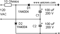 Duplicador / doblador de voltaje de onda completa  -  Electr�nica Unicrom