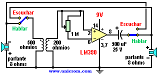 Intercomunicador con LM380 - Electrónica Unicrom