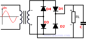 Rectificador de onda completa con puente de diodos, con filtro por capacitor - Electr�nica Unicrom