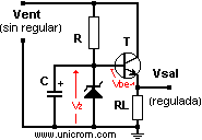 Regulador de tensi�n con diodo zener y transistor de paso - Electr�nica Unicrom