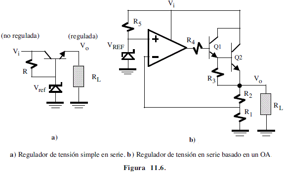 Regulador de tensi&oacute;n simple en serie y regulador de tensi&oacute;n serie basado en OA  - Electr&oacute;nica Unicrom