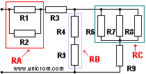 Reducci�n de circuitos combinaci�n serie y paralelo (circuito original) -  Electr�nica Unicrom
