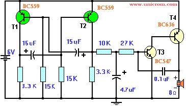 Sirena con 4 transistores - Electrónica Unicrom