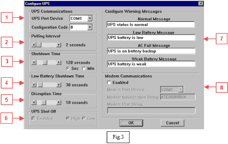 Pantalla de software para control de UPS