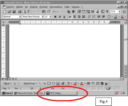 Pantalla de software para control de UPS